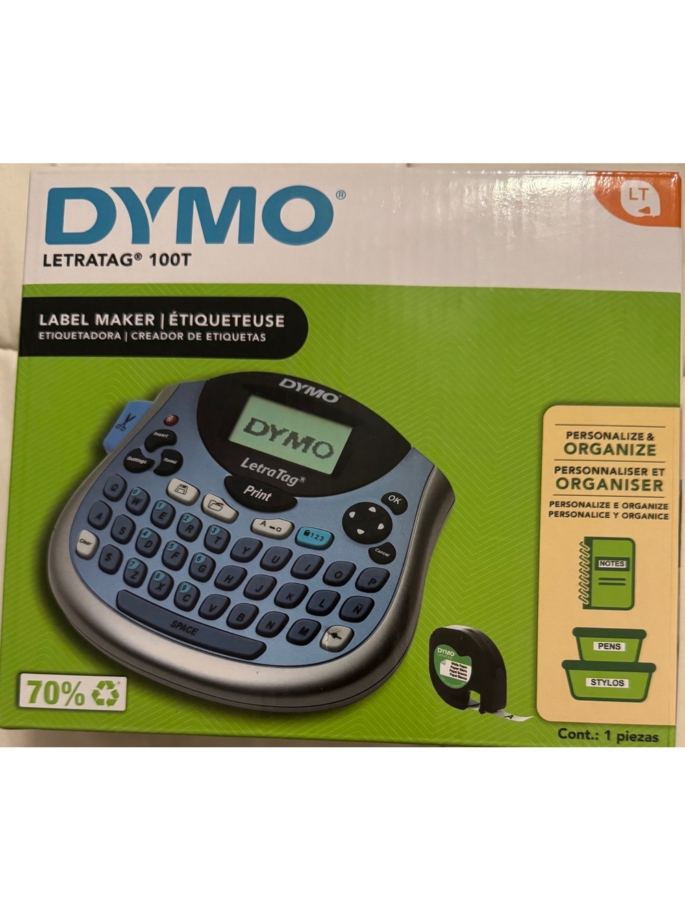 DYMO LetraTag 100T Label Maker with White Paper Label Cassette 12mm x 3m, Black